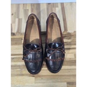Allen Edmonds Woodstock 9.5D US Brown Leather Kiltie Tassel Loafers Made in USA‎